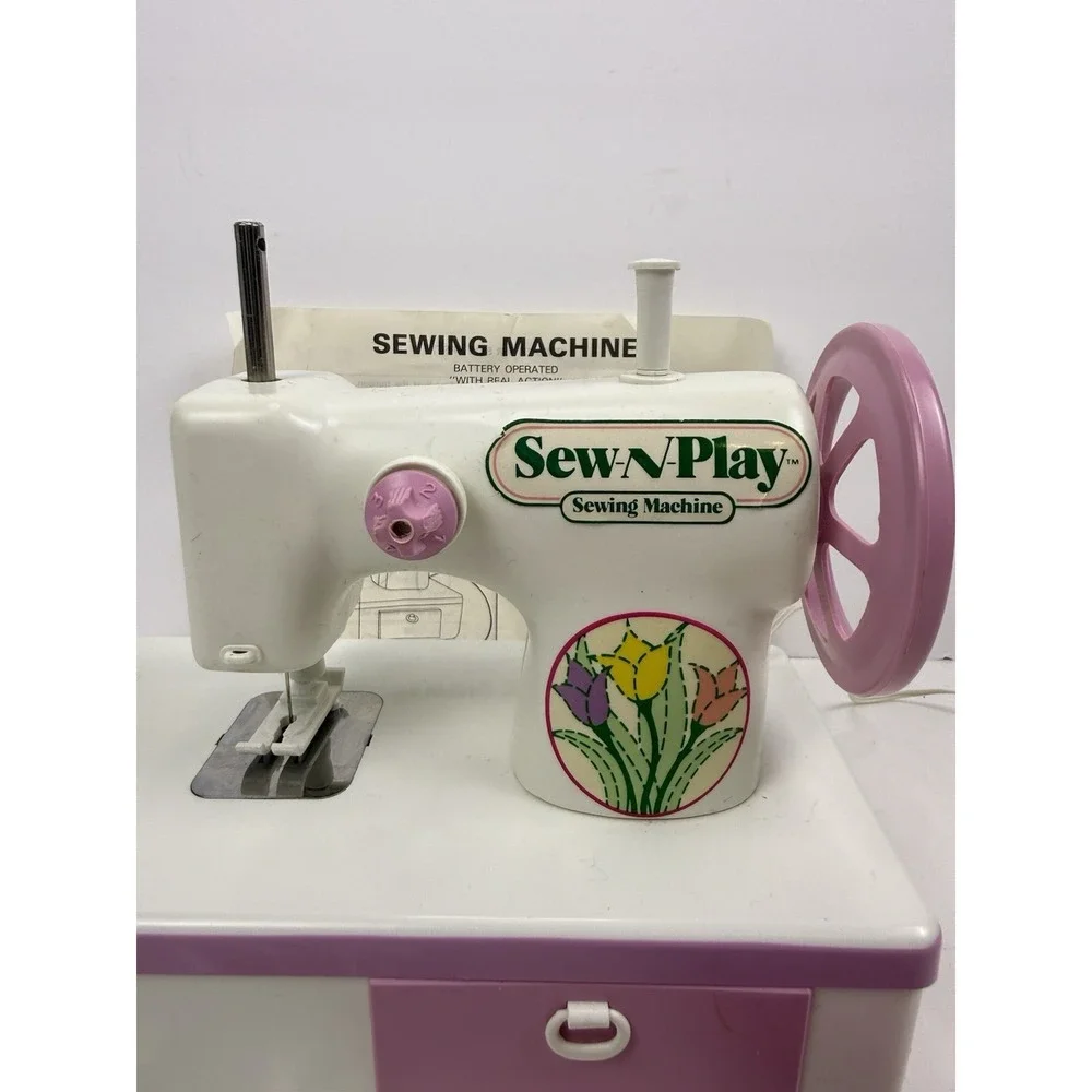 Vintage Sew-N-Play Toy Sewing Machine Model 456 - 1990s Battery Operated